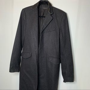 RAG & BONE Long Grey Flannel -Wool and LeatherJacket